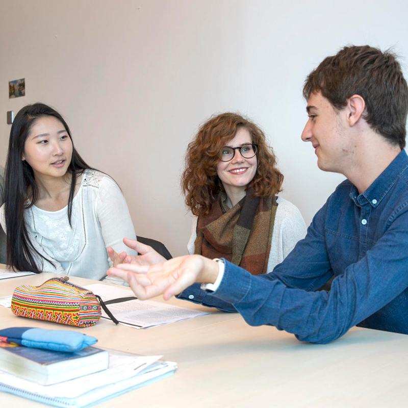 Student Group talking in class_mixed